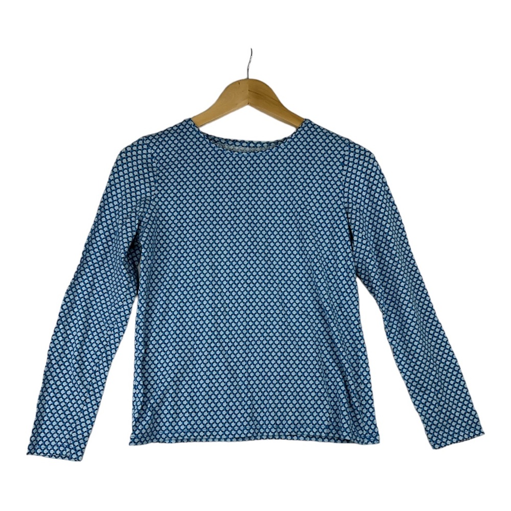 Talbots Blue fish scale Crew Neck Long Sleeve Shirt Size Petite